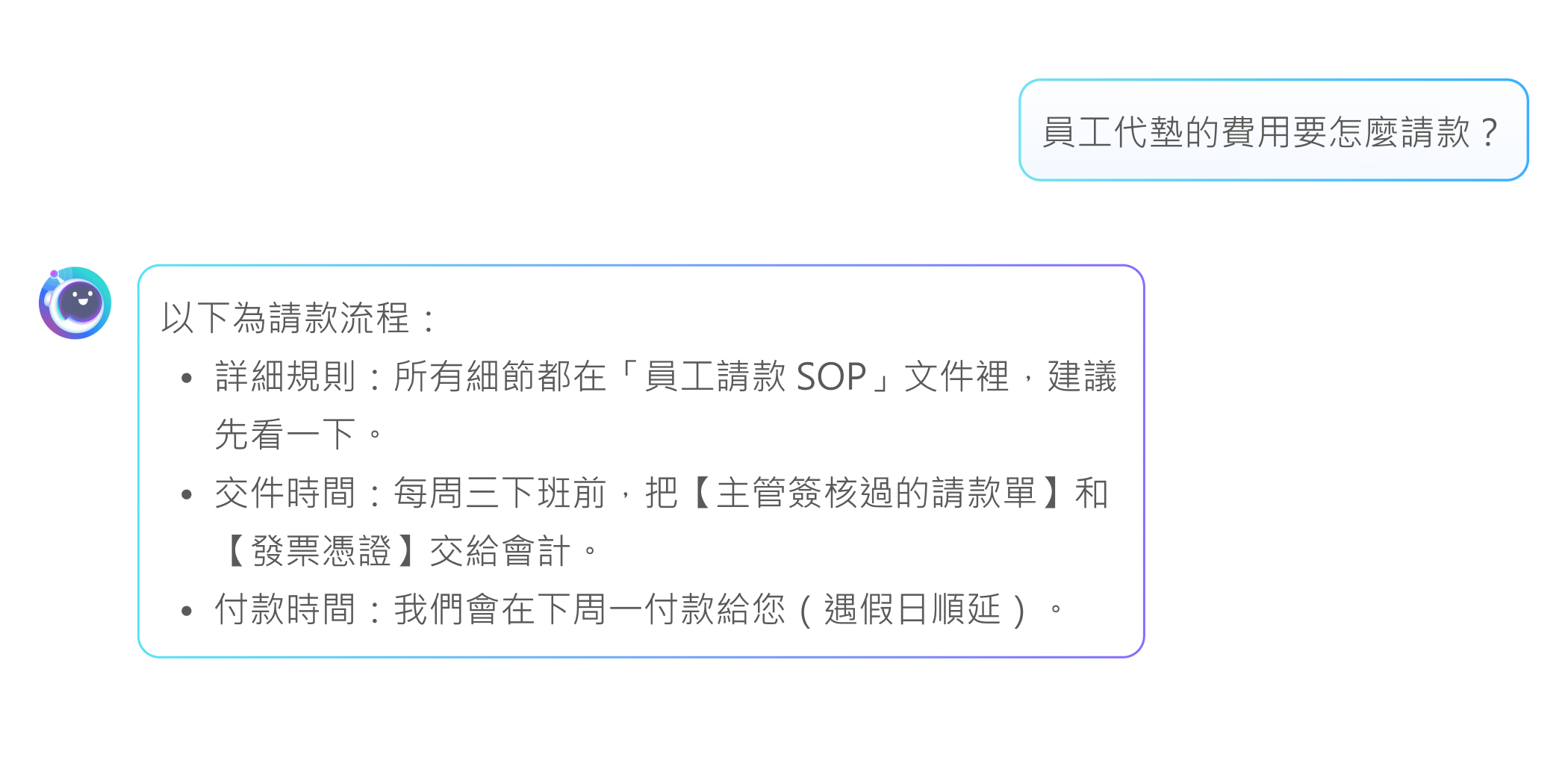員工的隨身秘書，公司大小事隨時問